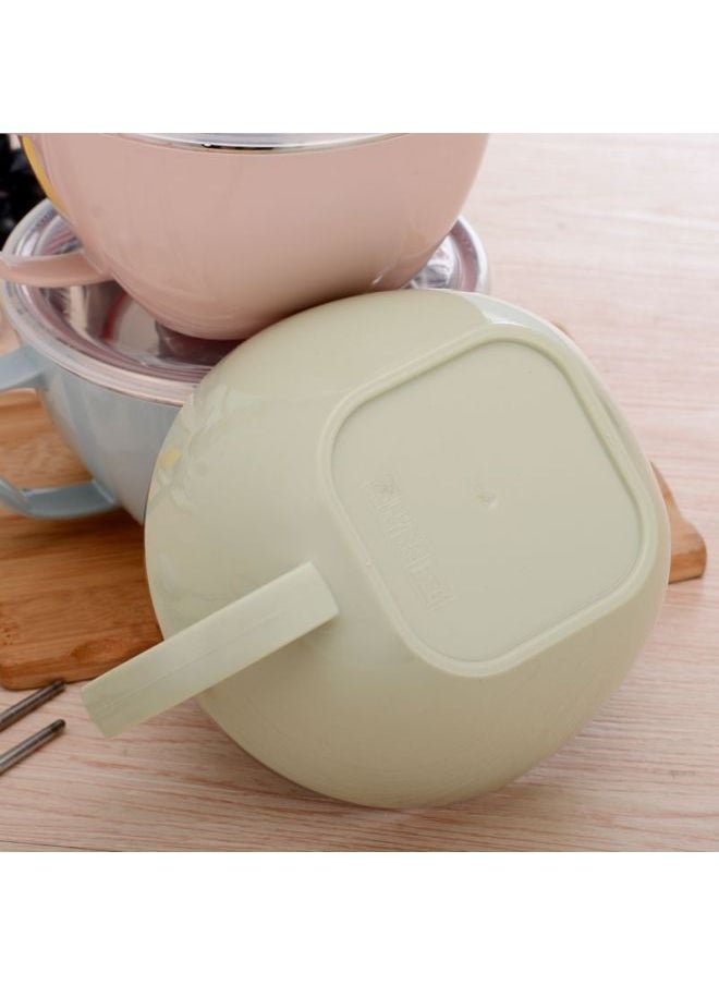 Generic - 304 Stainless Steel Instant Noodle Cup Instant Noodle Bowl With Lid Double Insulation Anti-scalding Bowl Student Dormitory Bowl-Specifications:17cm Instant Noodle Bowl-Color:Nordic Green - Image 1