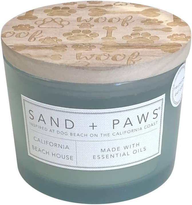 Sand + Fog Sand + Paws Scented Candle -California Beach House-Additional Scents and Sizes –Luxurious Air Freshening Jar Candles Neutralize pet Odors and Enhance Home décor – 100% Cotton Lead-Free Wicks - 12oz - Image 1