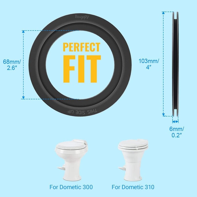 BougeRV RV Toilet Seal Flush Ball Seal Replacement RV Accessories Flush Ball Gaskets Compatible for Dometic 300/310/320- Equivalent to Part Number 385311658 (1 Pack) - Image 3