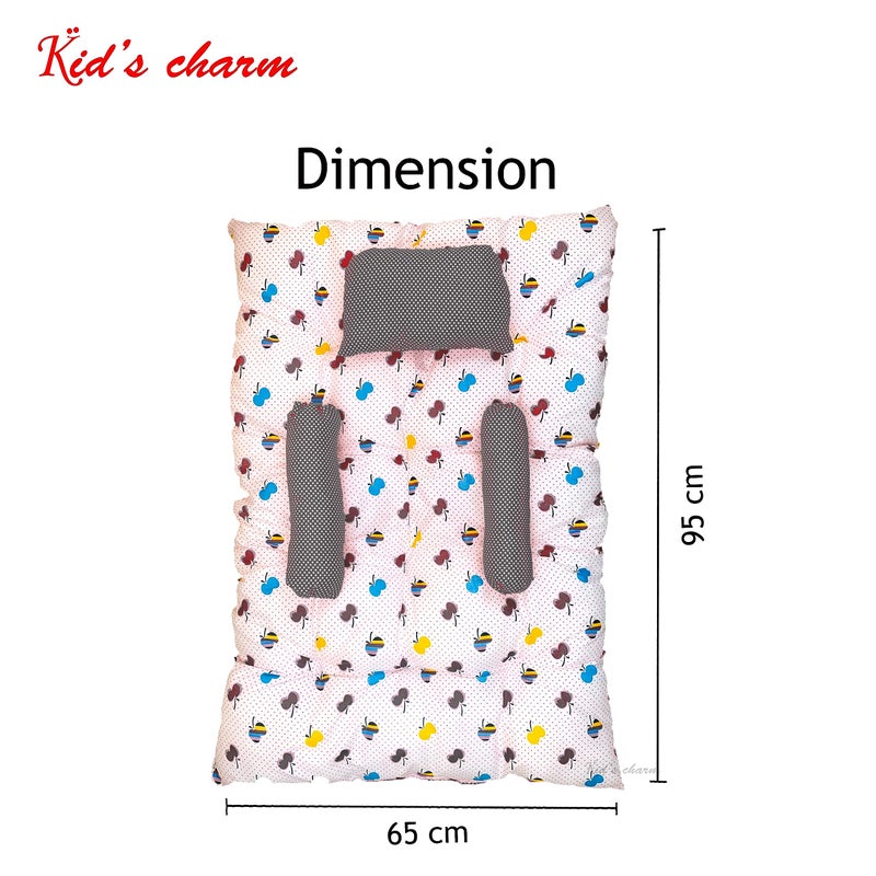 Kid's Charm سرير نوم الأطفال تشارم - شجرة الكرز ميغا المحمولة 2 في 1 للأطفال من 4 إلى 8 أشهر حديثي الولادة وسادة قطنية (رمادي) - Image 4