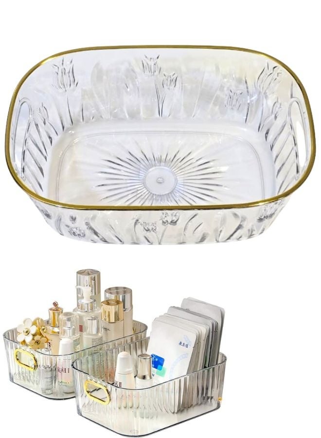 هابي هوم منظم مكياج أكريليك، منظم أدوات الحمام والتخزين، مثالي للمكتب وأسطح الخزانة، رائع لمستحضرات التجميل والعناية بالبشرة وأحمر الشفاه 25*17*10سم - Image 1