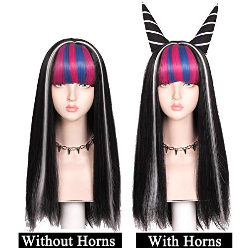 ColorGround 65cm Wig with Ear Clips and Necklace with Detachable Horns - Image 2