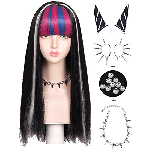 ColorGround 65cm Wig with Ear Clips and Necklace with Detachable Horns - Image 1