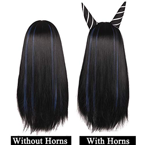ColorGround 65cm Wig with Ear Clips and Necklace with Detachable Horns - Image 3