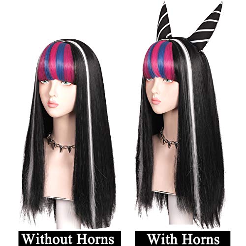 ColorGround 65cm Wig with Ear Clips and Necklace with Detachable Horns - Image 4