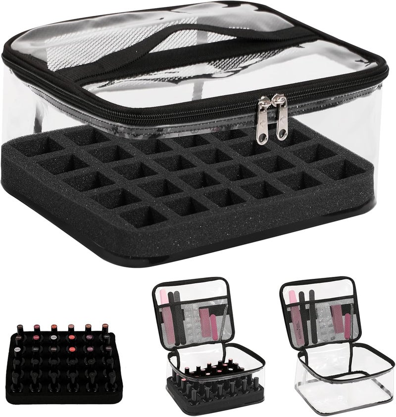 BELOVING Nail Polish Organizer Bag Holds 30 Bottles (15ml/0.5 fl.oz) Portable Supplies Organizer Handbag for Manicure Tools, Portable Nail Supplies Kit Organizer Carrying Case (Black) - Image 1