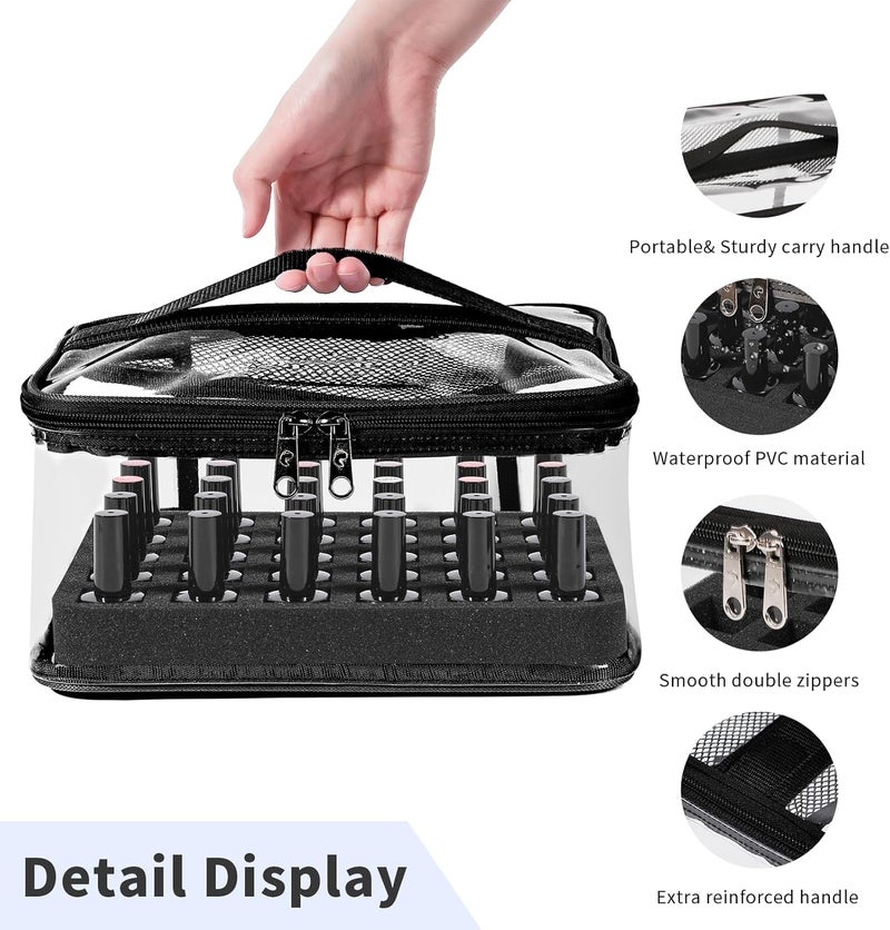 BELOVING Nail Polish Organizer Bag Holds 30 Bottles (15ml/0.5 fl.oz) Portable Supplies Organizer Handbag for Manicure Tools, Portable Nail Supplies Kit Organizer Carrying Case (Black) - Image 4