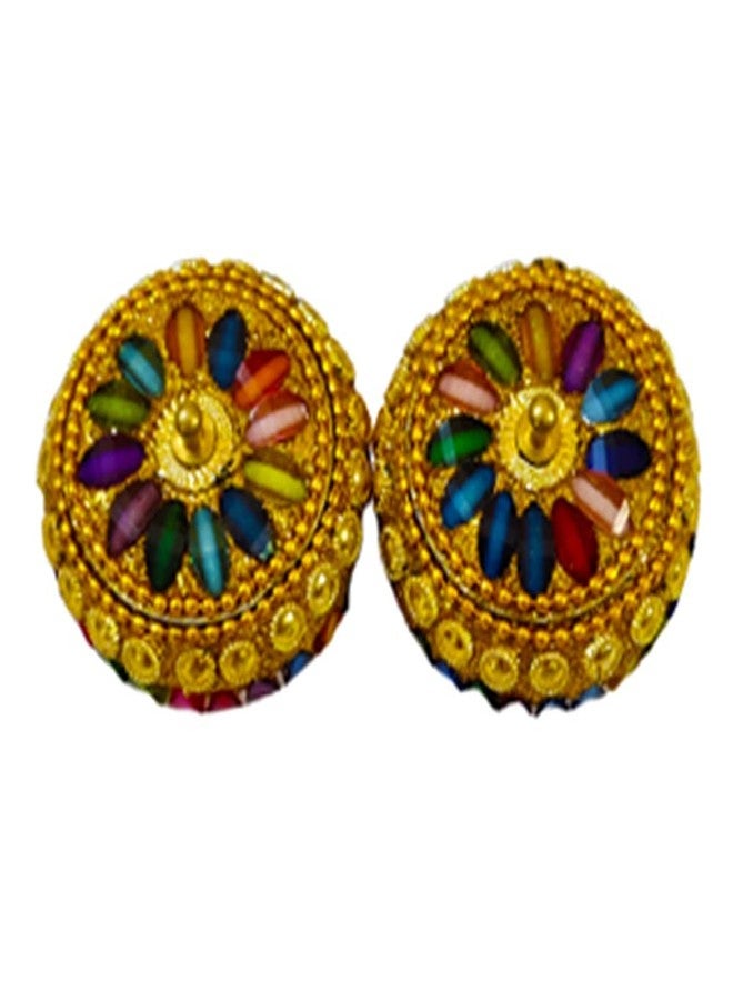 Craftam Aluminium Golden Jewellery Dibbi, Kumkum Box, Fancy Sindoor Dibbi, Vanity Box (Gold Katora 2 Pcs) - Image 2