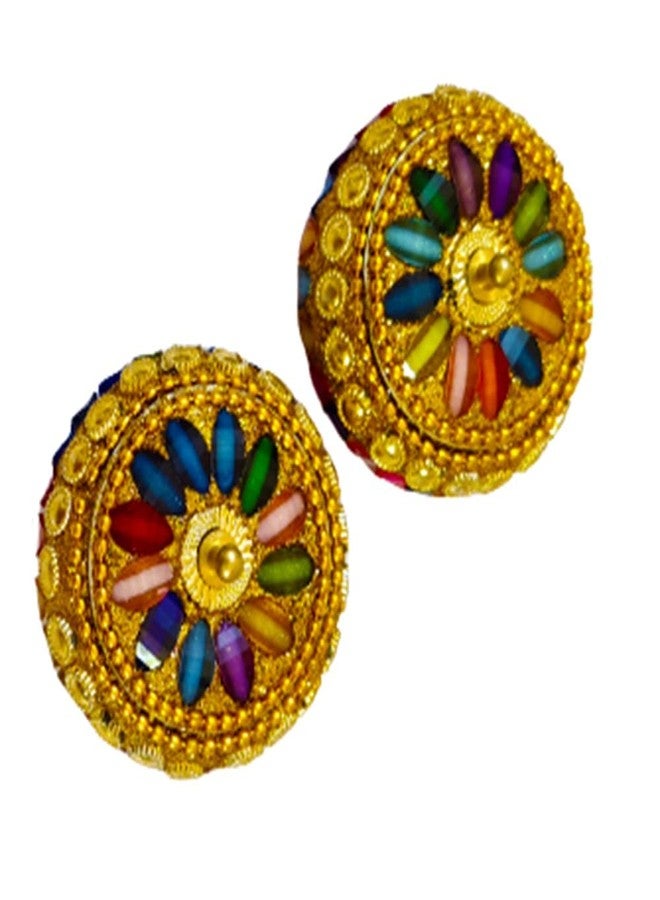 Craftam Aluminium Golden Jewellery Dibbi, Kumkum Box, Fancy Sindoor Dibbi, Vanity Box (Gold Katora 2 Pcs) - Image 4