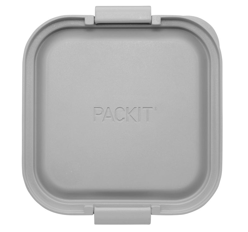 PackIt Mod Snack Bento Food Storage Container  Steel Gray  Shatterproof Crystal Clear Base  with Leak-resistant Dividers and Lid  Microwavable  Dishwasher Safe  Perfect for Snacks - Image 3