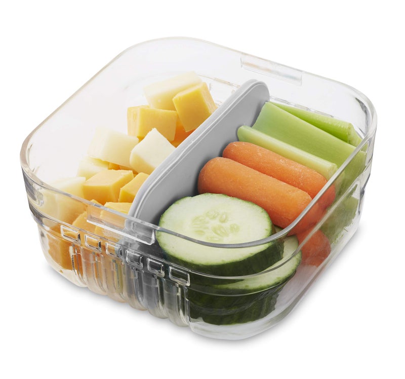 PackIt Mod Snack Bento Food Storage Container  Steel Gray  Shatterproof Crystal Clear Base  with Leak-resistant Dividers and Lid  Microwavable  Dishwasher Safe  Perfect for Snacks - Image 5