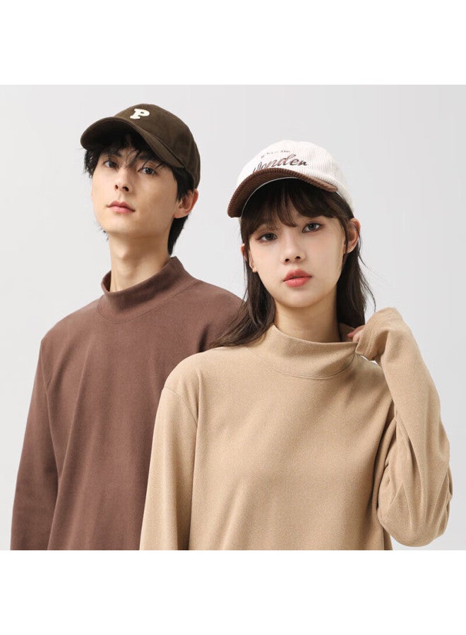 GENIOLAMODE Men'S Long Sleeve T-Shirt With Fleece Lining For Winter Warmth Inner Wear High Neck Autumn Base Layer Khaki 2Xl - Image 1