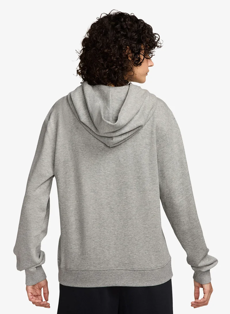 Nike DK GREY HEATHER/(SAIL) Studio Fleece Lightweight Pullover Hoodie for Women | Best Price UAE