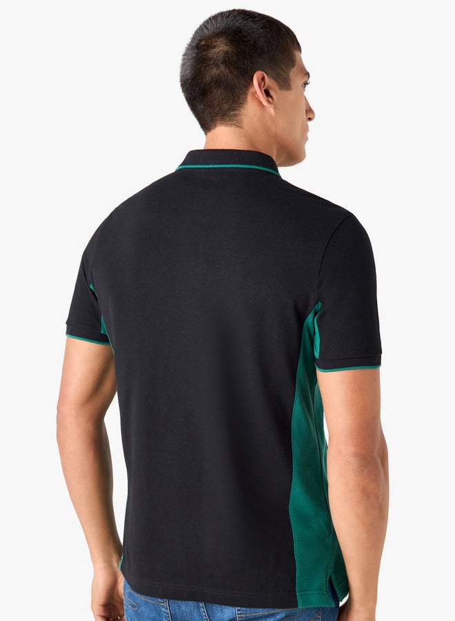 Splash FAV Colourblock Polo T-shirt with Embroidered Detail and Short Sleeves - Image 3