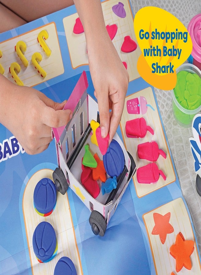 Dough Magic Baby Shark Shop & Count Activity Set with Moulding Lid & 6 Tubs 50g Each|Roleplay Set|Fun & Learn Math with Soft Dough|Boost Creativity & Imagination|Gift Set Kids 3 Years+|Made in India - Image 2