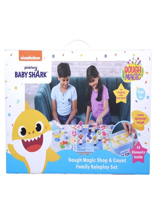 Dough Magic Baby Shark Shop & Count Activity Set with Moulding Lid & 6 Tubs 50g Each|Roleplay Set|Fun & Learn Math with Soft Dough|Boost Creativity & Imagination|Gift Set Kids 3 Years+|Made in India - Image 1