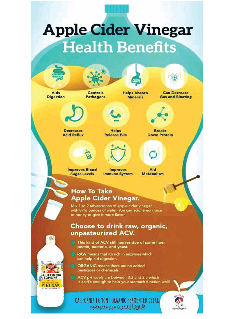 CALIFORNIA EGMONT - Apple Cider Vinegar with Garlic, Ginger, Lemon and Organic Fermented Honey 964 ml - Image 1