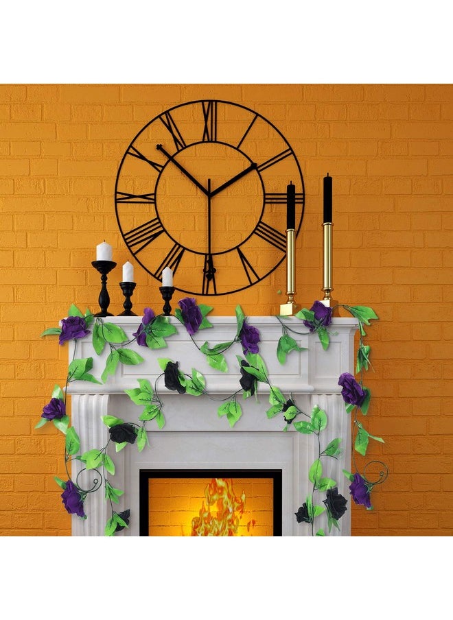WILLBOND WILLBOND 4 Pieces 7.7 Feet Fake Rose Vine Artificial Vine with Flowers Rose Garland Vintage Faux Flowers Decorations for Home Wedding Party Garden Hotel Office Decor (Black and Purple)  - Image 5