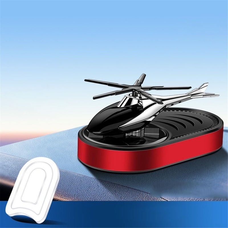 Solar car perfume diffuser, modern rotary helicopter car perfume (red) - Image 2