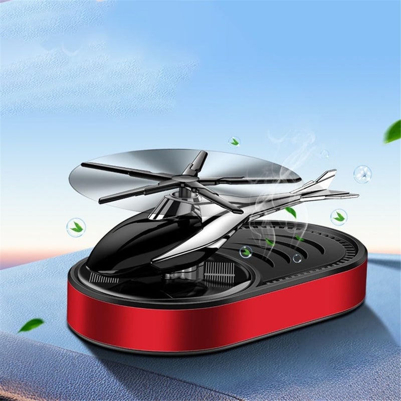 Solar car perfume diffuser, modern rotary helicopter car perfume (red) - Image 4
