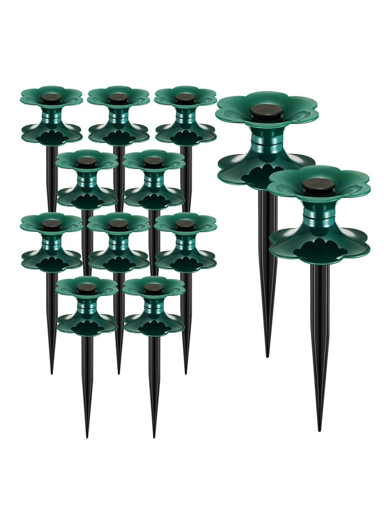 Excefore Garden Hose Guide Spike, 12 Packs 9.84 Inch Flower Shaped Water Hose Holder Spike Stand with Stake, Heavy Duty Green Spin Top, Keeps Garden Hose out of Flower Beds, Hose Guide for Plant Protection  - Image 1