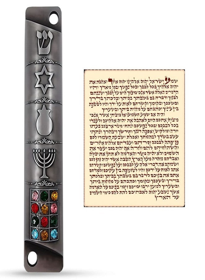 Talisman4U Set of 2 Pewter Mezuzah Case with Scroll for Door Jewish Symbols Star of David Menorah Ten Commandments 12 Tribes of Israel Mezuzah Set Judaica Gift 10 cm / 4 inch - Image 3