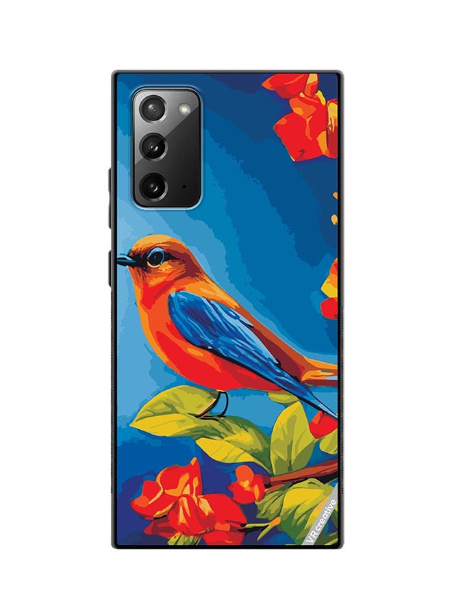 VR CREATIVE Protective Case Cover For Samsung Galaxy Note20 5G Bird Sits Branch Cherry Blossoms Design Multicolour - Image 1