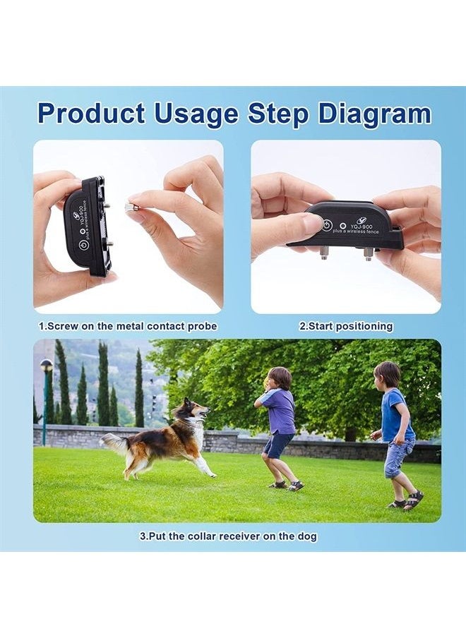 Electric Wireless Dog Fence System, Dog Training Collar System with Remote Control, 656 Feet In-Ground Fence Boundary Container, Expandable to Multiple Dogs