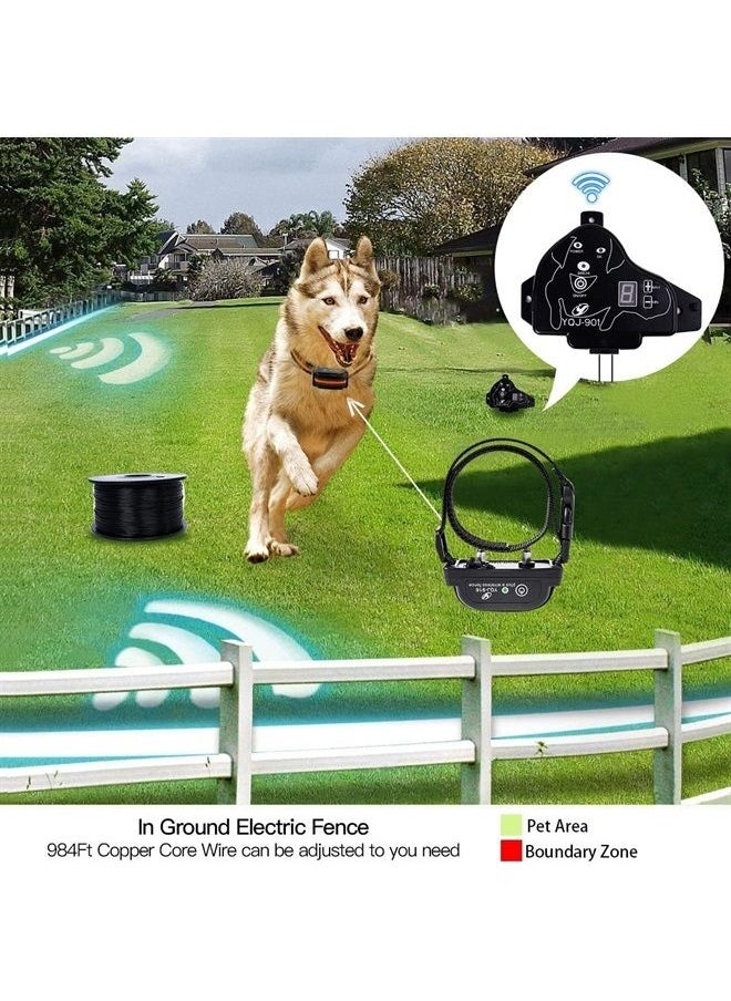 Electric Wireless Dog Fence System, Dog Training Collar System with Remote Control, 656 Feet In-Ground Fence Boundary Container, Expandable to Multiple Dogs