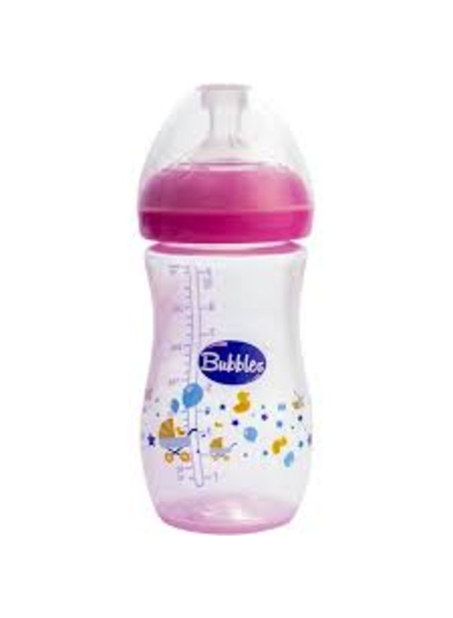 BUBBLES Hands-Free Natural Baby Feeding Bottle – Pink, 280ml - Image 1