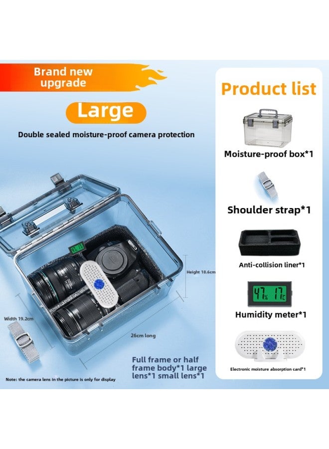 Camera Moisture-proof Box SLR Lens Drying Box Photographic Equipment Electronic Components Tea Collector Sealed Box-Color: Large Moisture-proof Box + Moisture-absorbing Card + Temperature And Humidity Meter + Moisture-proof Inner Box (⚑⚑  - Image 1