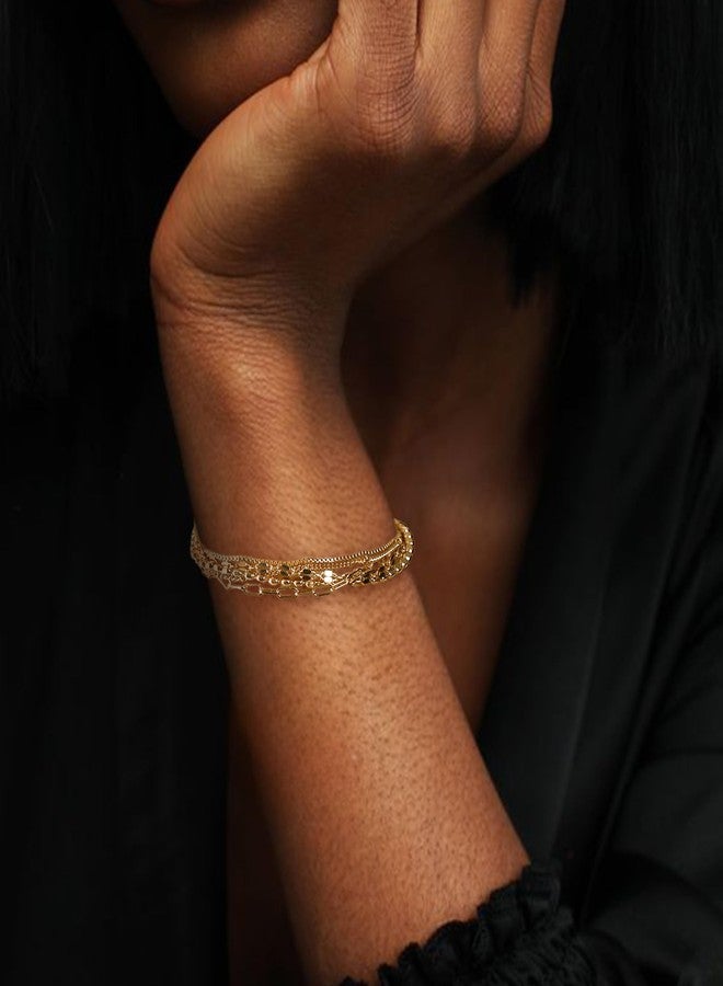 FANZE Layered Gold Bracelet for Women Dainty Bracelet Set Chain Link Bracelet Small Cute Women's Jewelry Gift Gold-Tone - Image 4