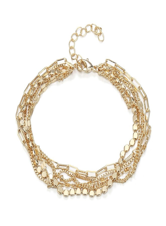 FANZE Layered Gold Bracelet for Women Dainty Bracelet Set Chain Link Bracelet Small Cute Women's Jewelry Gift Gold-Tone - Image 1