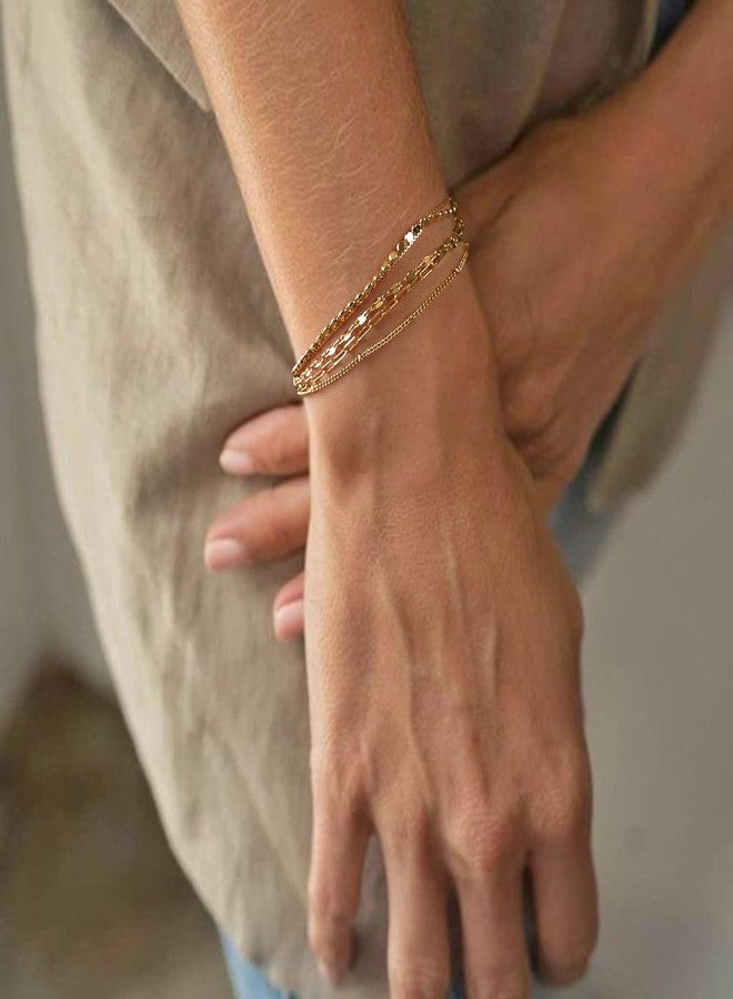 FANZE Layered Gold Bracelet for Women Dainty Bracelet Set Chain Link Bracelet Small Cute Women's Jewelry Gift Gold-Tone - Image 5