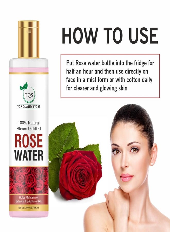 TQS Pure & Natural Rose Water/Skin Toner - Pack of 200ml - Steam Distilled - Gulab Jal - Organic - Chemical Free - Image 5