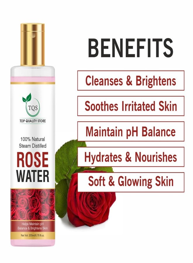 TQS Pure & Natural Rose Water/Skin Toner - Pack of 200ml - Steam Distilled - Gulab Jal - Organic - Chemical Free - Image 4