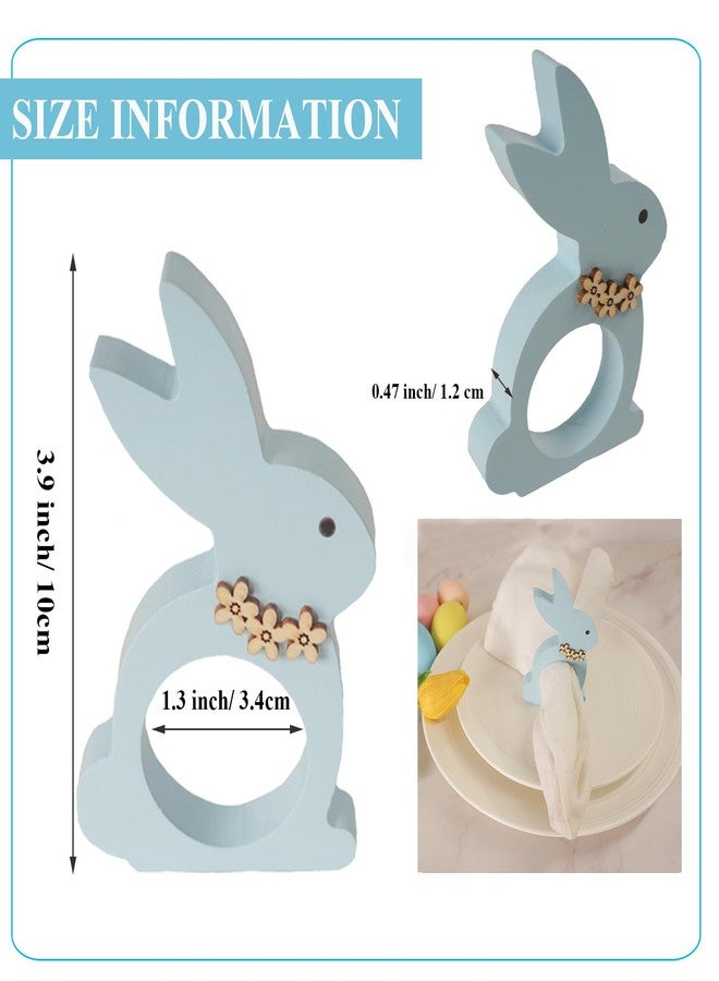 Utalek Easter Bunny Napkin Rings Set of 6, Wooden Bunny Napkin Rings, Rabbit Napkin Ring Holders for Easter Party Banquet Dinning Spring Table Decoration - Image 2