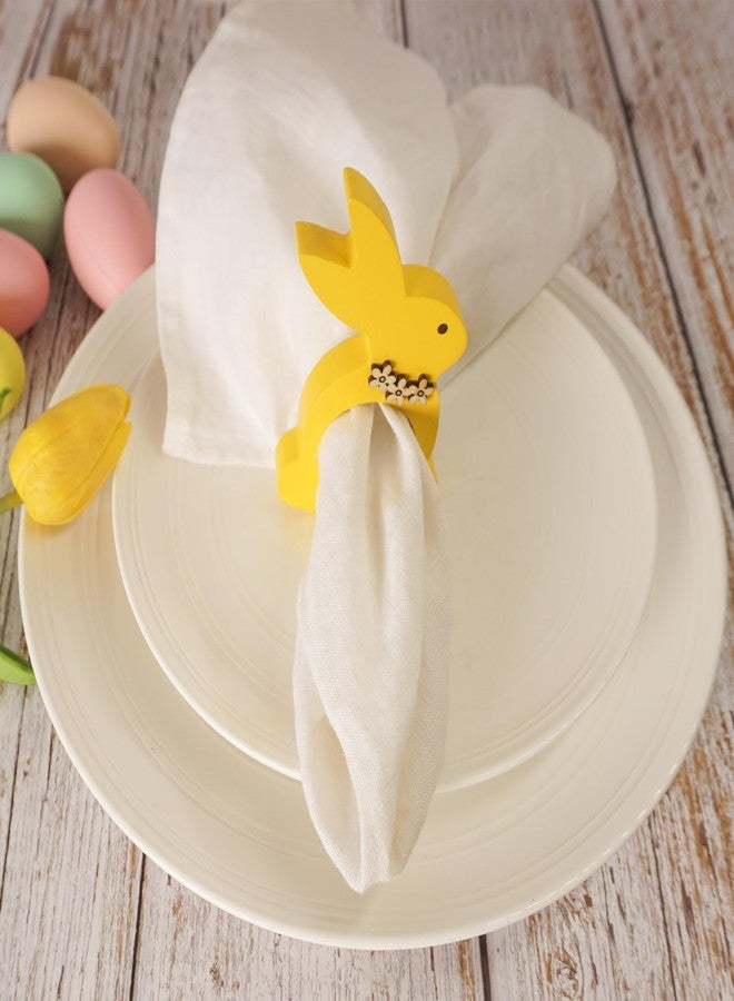 Utalek Easter Bunny Napkin Rings Set of 6, Wooden Bunny Napkin Rings, Rabbit Napkin Ring Holders for Easter Party Banquet Dinning Spring Table Decoration - Image 5