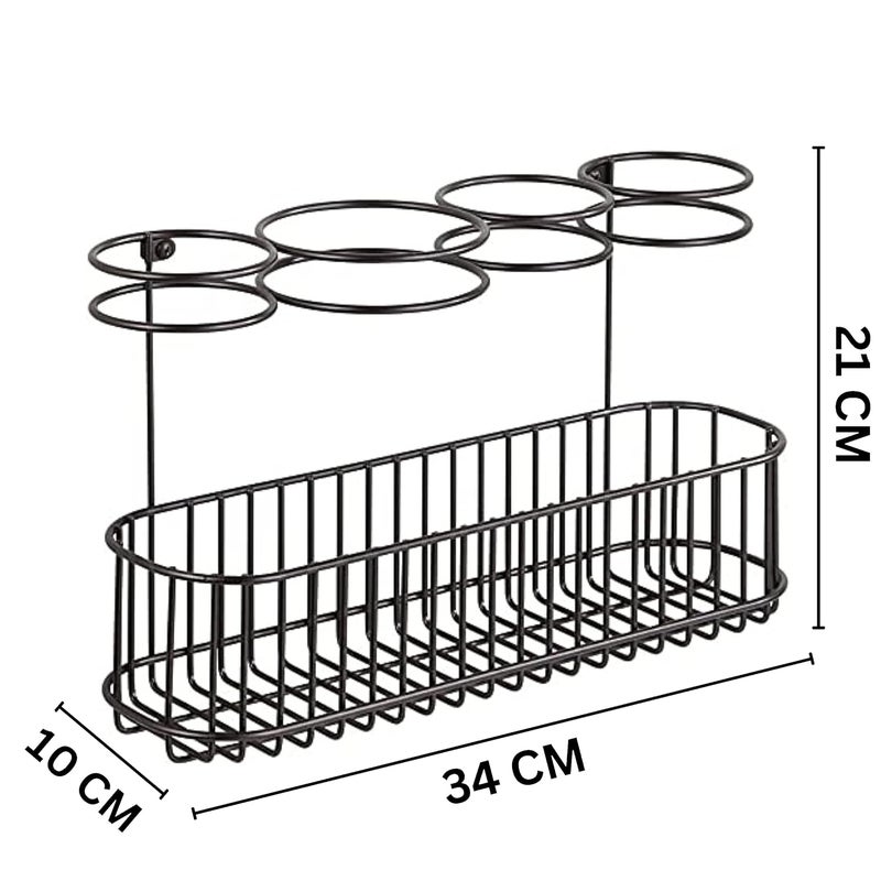 Decorlay Wrought Iron Bathroom Hair Straightener And Blow Dryer Storage Hair Tool Organizer Curling Wand Brushes Hanging Basket For Heated Appliances (Black) - Image 3