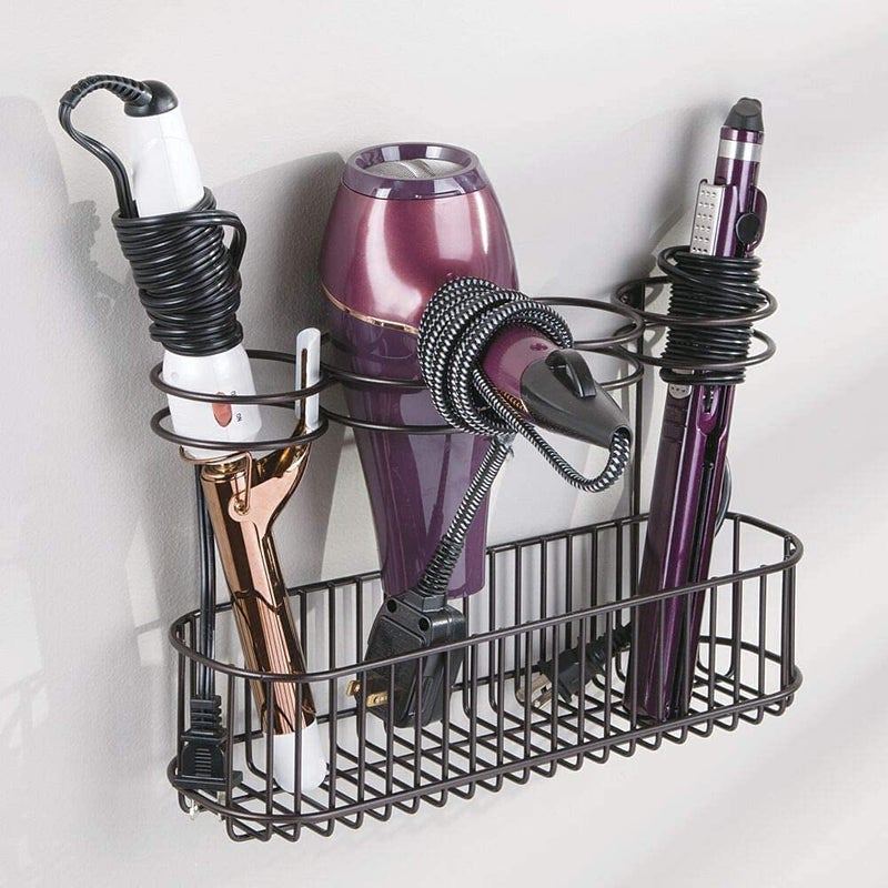 Decorlay Wrought Iron Bathroom Hair Straightener And Blow Dryer Storage Hair Tool Organizer Curling Wand Brushes Hanging Basket For Heated Appliances (Black) - Image 5