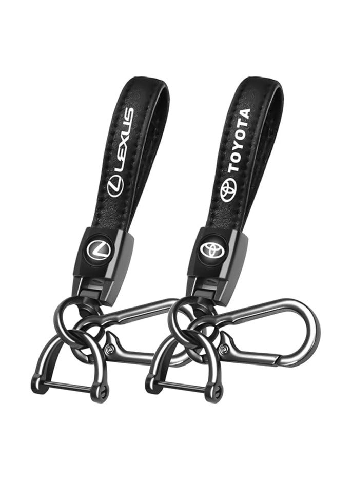 Generic 2 PCs Genuine Leather Car Keychain Key Ring for Toyota & Lexus – Premium Key Chain Accessories for Men, Women, Family Gift, Car Enthusiasts (Durable & Stylish) - Image 1