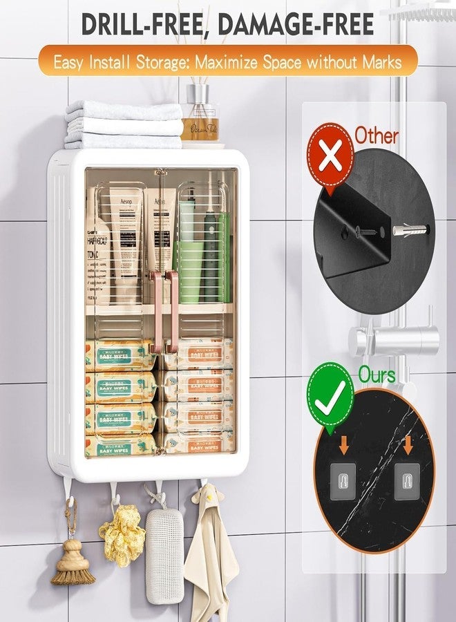 Runmay 3 Layer Self-Adhesive No-Drill Storage Cabinet for Kitchen/Organiser for Bathroom with Doors/Durable Space-Saving Storage/Wall-Mounted Cabinet/Kitchen Spice Rack (Pack of 1) - Image 3