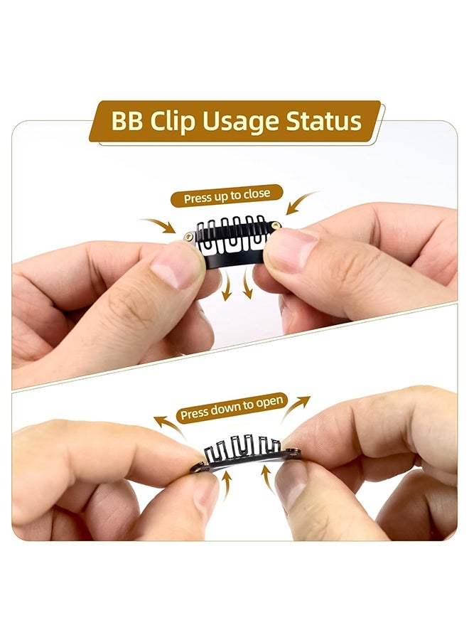 20 Pieces Hairpieces Snap Clips U Shape Wig Clips for Hair Extensions Making DIY Wig Accessories Set Tools(Black) - Image 3