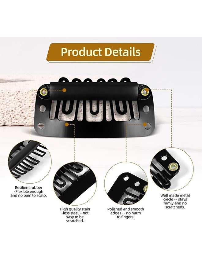 20 Pieces Hairpieces Snap Clips U Shape Wig Clips for Hair Extensions Making DIY Wig Accessories Set Tools(Black) - Image 4