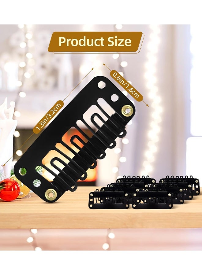 20 Pieces Hairpieces Snap Clips U Shape Wig Clips for Hair Extensions Making DIY Wig Accessories Set Tools(Black) - Image 2