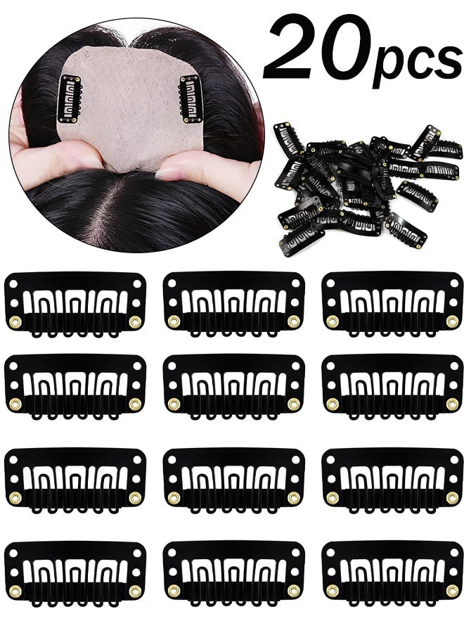 20 Pieces Hairpieces Snap Clips U Shape Wig Clips for Hair Extensions Making DIY Wig Accessories Set Tools(Black) - Image 1