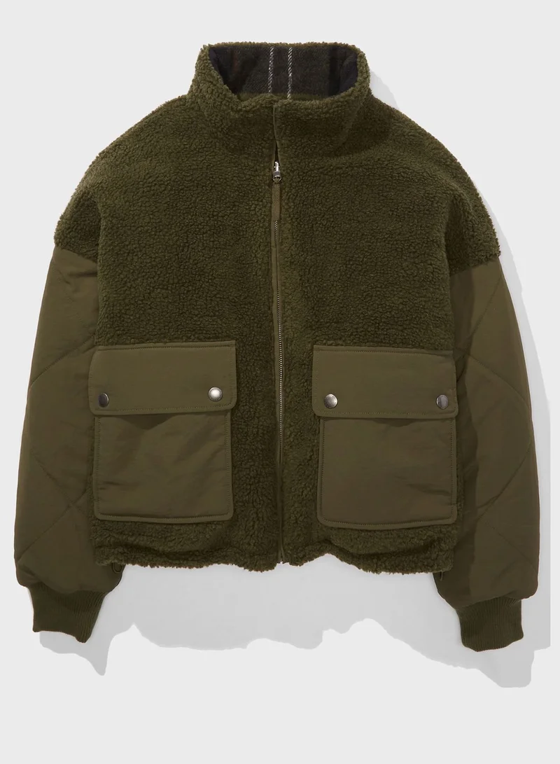 امريكان ايجل Striped Zip Detail Jacket