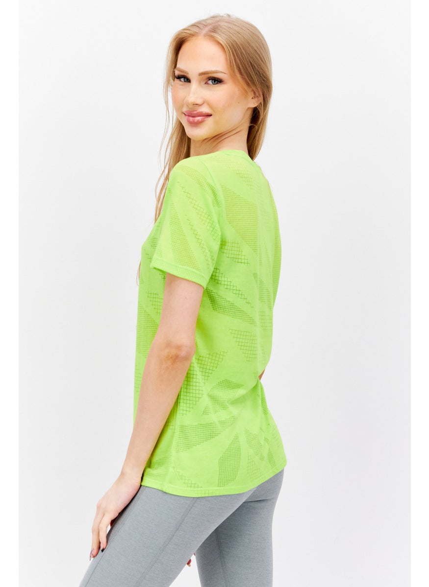 Reebok Women Sportswear Fit Short Sleeves Training Top, Lime  - Image 2