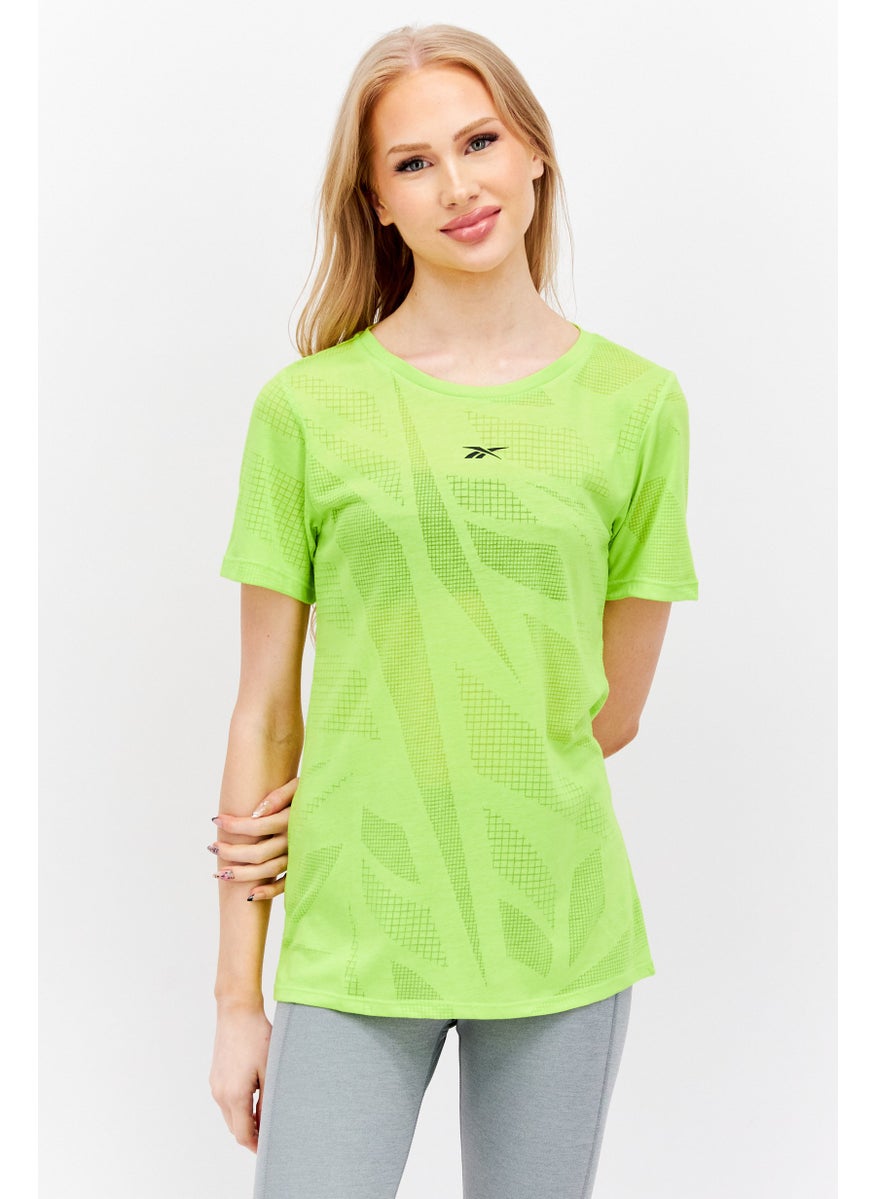 Reebok Women Sportswear Fit Short Sleeves Training Top, Lime  - Image 1