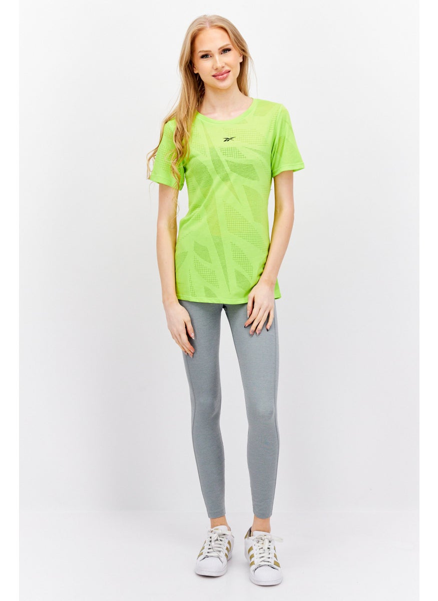 Reebok Women Sportswear Fit Short Sleeves Training Top, Lime  - Image 4